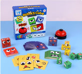 JOYCY EmojiFace Battle Cube Game – Fast-Paced Face Matching Card Game with 64 Emoji Cards, 16 Blocks, and Bell for Kids Ages 3+, Reflex and Emotion Recognition Game