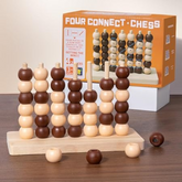 JOYCY Wooden Four Connect Strategy Game – Classic 3D Vertical Logic Challenge for Kids & Adults | Hand-Eye Coordination & Thinking Skills Builder | 3+ Years