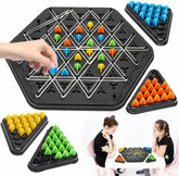 JOYCY Geometric Triangle Strategy Board Game | Multiplayer Game with Elastic Bands, Color Pegs and Interlocking Boardss (84 Pegs, 4 Boards)