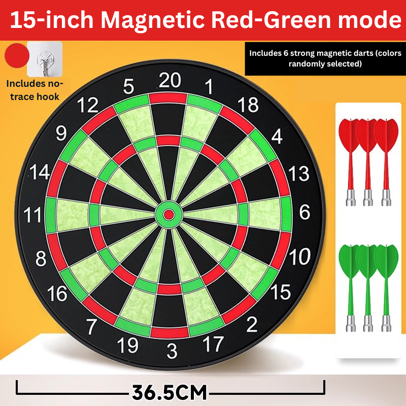 JOYCY 15-Inch Magnetic Dartboard Set with 6 Safe Darts Wall-Mount Dart Game- 36.5cm Party & Fun Board Game
