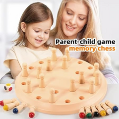 JOYCY Wooden Color Memory Matching Game – Montessori Educational Game | Brain Development Puzzle with Dice | 24 Pegs + Dice (17cm Board)