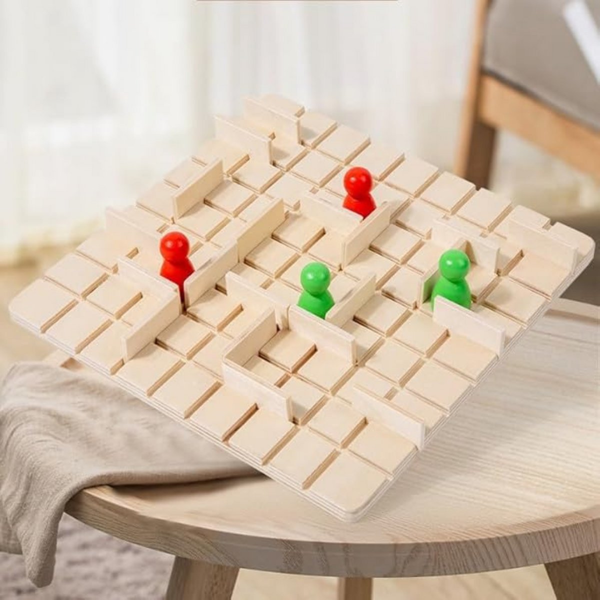 JOYCY Wooden Board Strategy Game | Brain Teaser Board Game for Kids & Adults | Classic 3D Logical Thinking Toy with Pegs & Sliding Walls | Montessori Learning Game