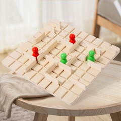 JOYCY Wooden Board Strategy Game | Brain Teaser Board Game for Kids & Adults | Classic 3D Logical Thinking Toy with Pegs & Sliding Walls | Montessori Learning Game
