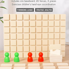 JOYCY Wooden Board Strategy Game | Brain Teaser Board Game for Kids & Adults | Classic 3D Logical Thinking Toy with Pegs & Sliding Walls | Montessori Learning Game