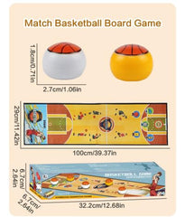 JOYCY Mini Tabletop Game for Kids & Adults – Balls & Course Mat – Fun Family Board Game (29x100cm) (Basketball)