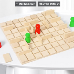 JOYCY Wooden Board Strategy Game | Brain Teaser Board Game for Kids & Adults | Classic 3D Logical Thinking Toy with Pegs & Sliding Walls | Montessori Learning Game