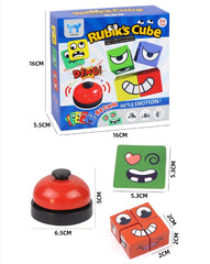 JOYCY EmojiFace Battle Cube Game – Fast-Paced Face Matching Card Game with 64 Emoji Cards, 16 Blocks, and Bell for Kids Ages 3+, Reflex and Emotion Recognition Game