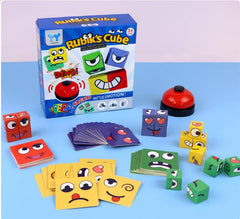JOYCY EmojiFace Battle Cube Game – Fast-Paced Face Matching Card Game with 64 Emoji Cards, 16 Blocks, and Bell for Kids Ages 3+, Reflex and Emotion Recognition Game
