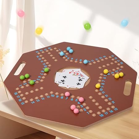 JOYCY Wooden Card Peg Board – Strategy & Movement Game for Groups | Smooth Finish | Classic Numbered Race Style