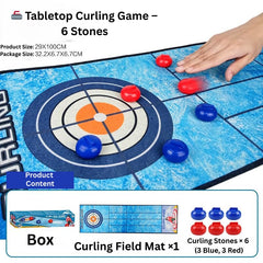 JOYCY Mini Tabletop Game for Kids & Adults – Balls & Course Mat – Fun Family Board Game (29x100cm) (Curling)