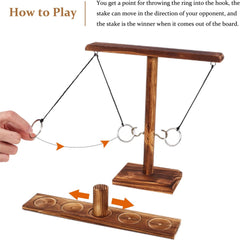 JOYCY Wooden Hook and Ring Toss Game | Fun 2-Player Ring Hook Battle Game for Adults & Kids | Indoor Bar Game for Home, Party, Family & Office (265g)