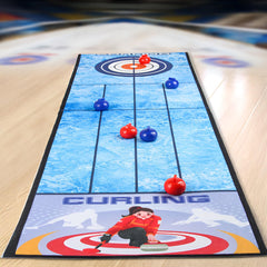 JOYCY Mini Tabletop Game for Kids & Adults – Balls & Course Mat – Fun Family Board Game (29x100cm) (Curling)