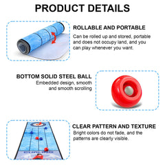 JOYCY Mini Tabletop Game for Kids & Adults – Balls & Course Mat – Fun Family Board Game (29x100cm) (Curling)
