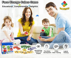 JOYCY EmojiFace Battle Cube Game – Fast-Paced Face Matching Card Game with 64 Emoji Cards, 16 Blocks, and Bell for Kids Ages 3+, Reflex and Emotion Recognition Game