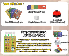 JOYCY EmojiFace Battle Cube Game – Fast-Paced Face Matching Card Game with 64 Emoji Cards, 16 Blocks, and Bell for Kids Ages 3+, Reflex and Emotion Recognition Game