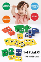 JOYCY EmojiFace Battle Cube Game – Fast-Paced Face Matching Card Game with 64 Emoji Cards, 16 Blocks, and Bell for Kids Ages 3+, Reflex and Emotion Recognition Game