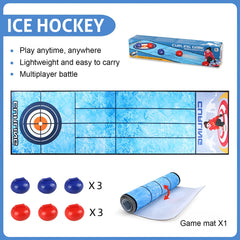 JOYCY Mini Tabletop Game for Kids & Adults – Balls & Course Mat – Fun Family Board Game (29x100cm) (Curling)