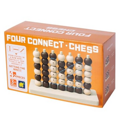 JOYCY Wooden Four Connect Strategy Game – Classic 3D Vertical Logic Challenge for Kids & Adults | Hand-Eye Coordination & Thinking Skills Builder | 3+ Years