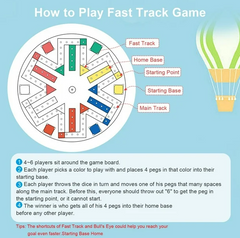 JOYCY Hand Painted Color Peg Board Round Wooden Game with Vivid Tracks & Dice 2–6 Players Party & Fun Board Game