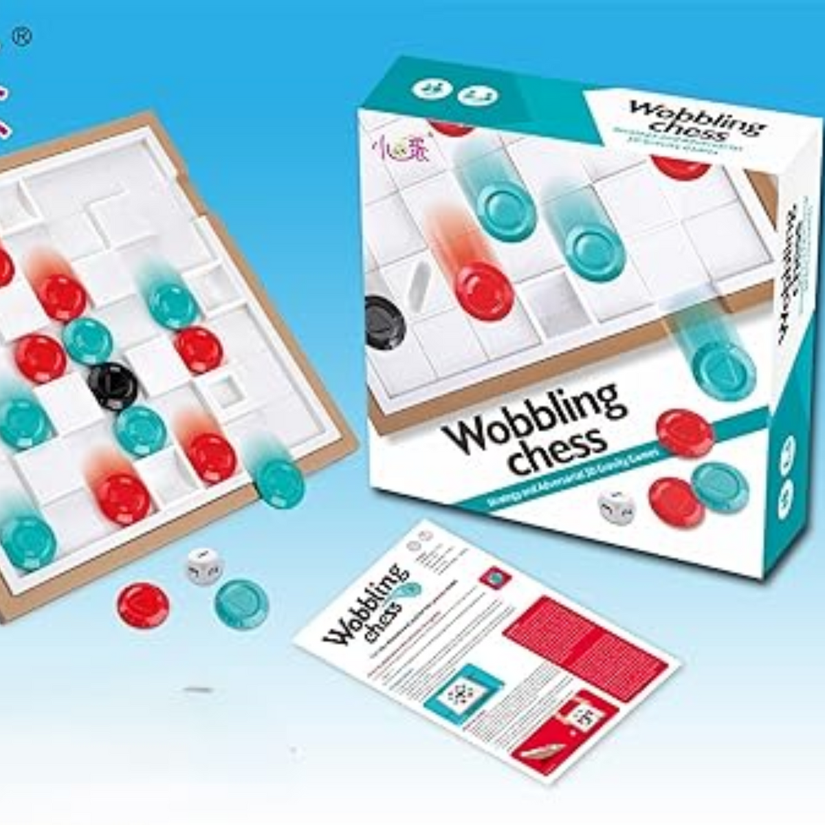 JOYCY Wobbling Chess – Strategy Board Game with Dice & Gravity-Based Moves | Interactive 2-Player Logic Board Game for Kids & Adults (24.7 x 24.8 cm)