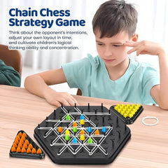 JOYCY Geometric Triangle Strategy Board Game | Multiplayer  Game with Elastic Bands, Color Pegs and Interlocking Boardss (84 Pegs, 4 Boards)