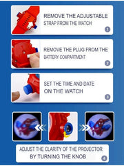 Joycy - Marvel Spider-Man Kids Digital Spinner & Projection Watch | Red & Blue Superhero Toy Watch with Rotating Bezel & Flip-Up Projector | Fun Action Images | Best Gift for Boys Ages 3+