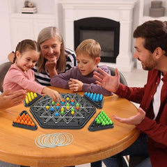 JOYCY Geometric Triangle Strategy Board Game | Multiplayer  Game with Elastic Bands, Color Pegs and Interlocking Boardss (84 Pegs, 4 Boards)